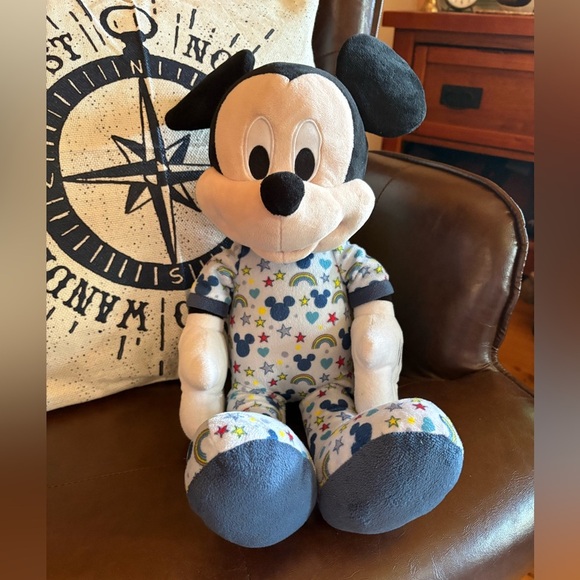Mickey Mouse Plush Blue Pajamas With Rainbows Stars Hearts Just Play - Picture 1 of 6